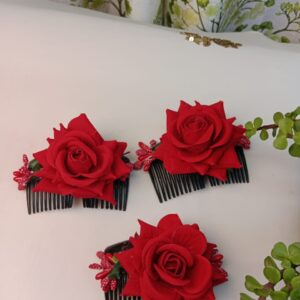 multi teeth big red rose pin