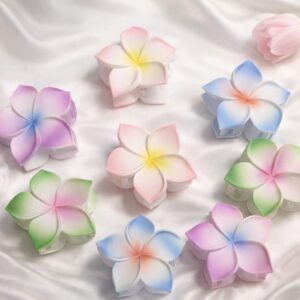 blush plumeria colouful flower hair claw clip (set of 3)