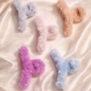 fluffy fur hair claw clips (set of 4)