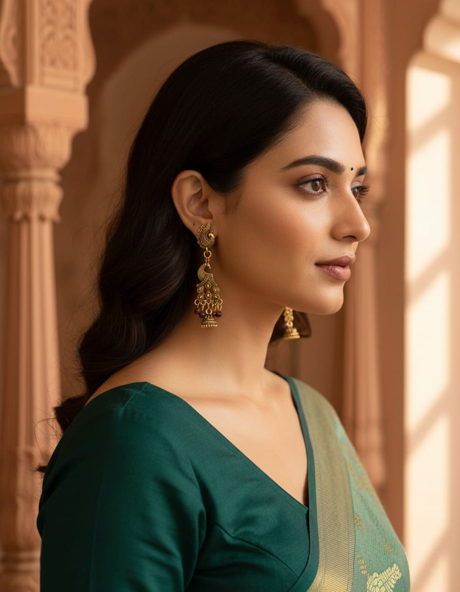 traditional peacock design jhumki earrings ( set og 3 ) traditional peacock design jhumki earrings ( set og 3 )