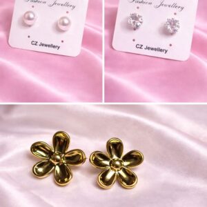 luxury 3 in 1 pearl, cz & blossom earrings
