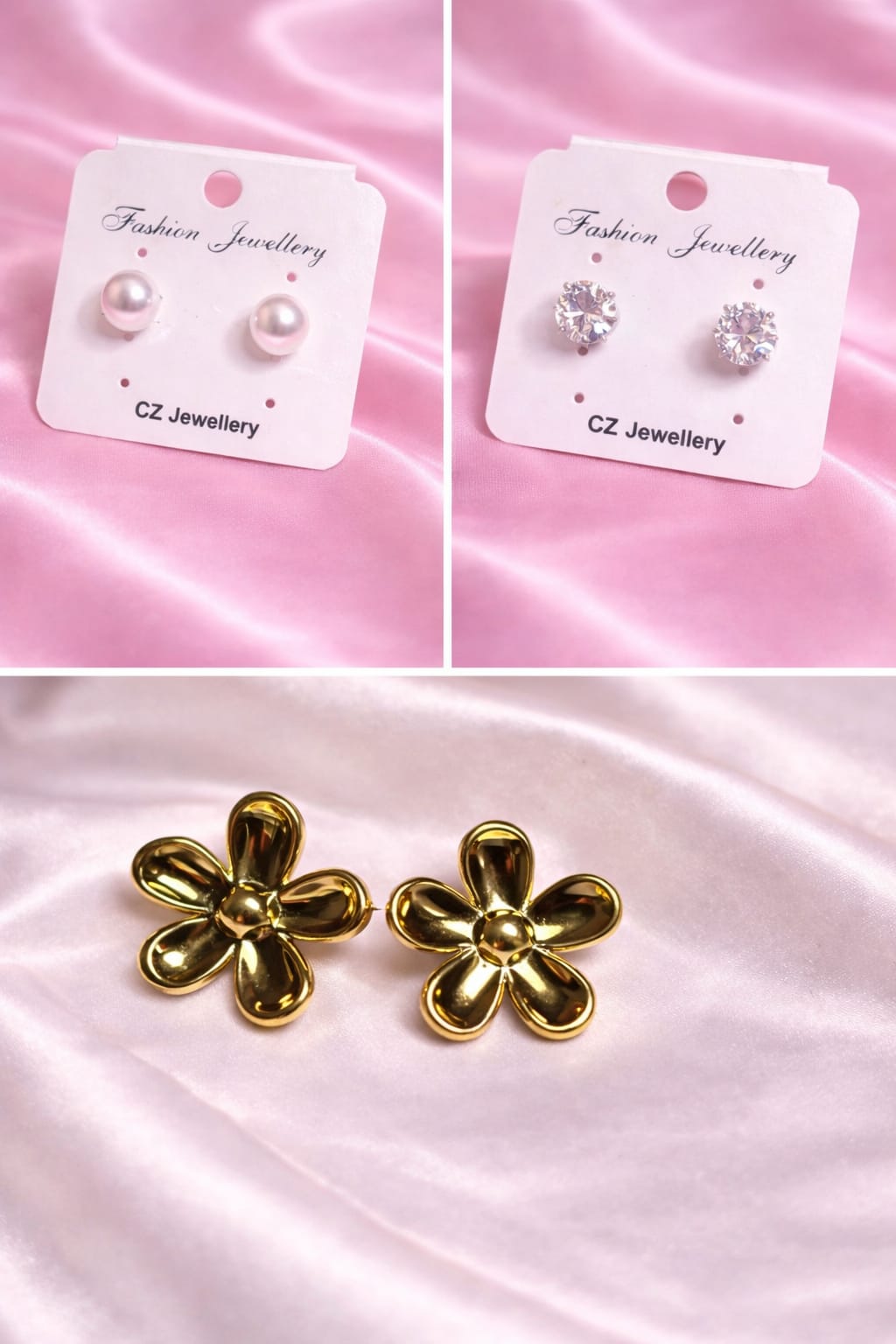 luxury 3 in 1 pearl, cz & blossom earrings luxury 3 in 1 pearl, cz & blossom earrings