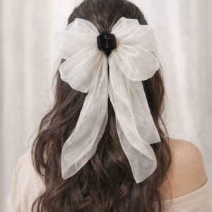 elegant organza bow hair claw clip