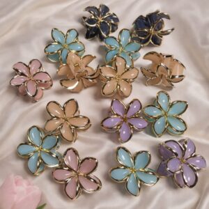 korean pastel flower hair claw clips (set of 6)