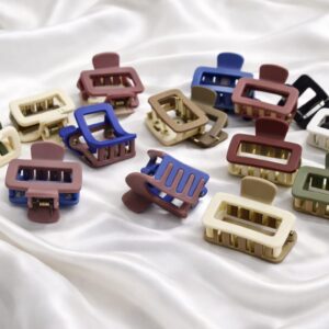 matte dual colour rectangular hair claw clips (set of 6)