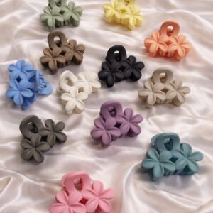 matte double flower hair claw clips (set of 8)