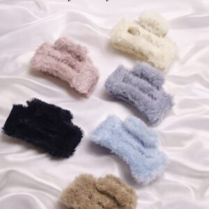 fluffy hair claw clips (set of 3)