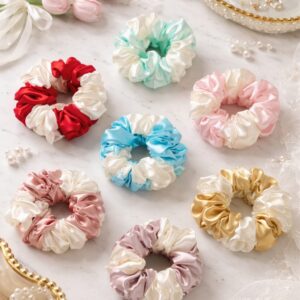 Home dual colour satin scrunchies (set of 4)