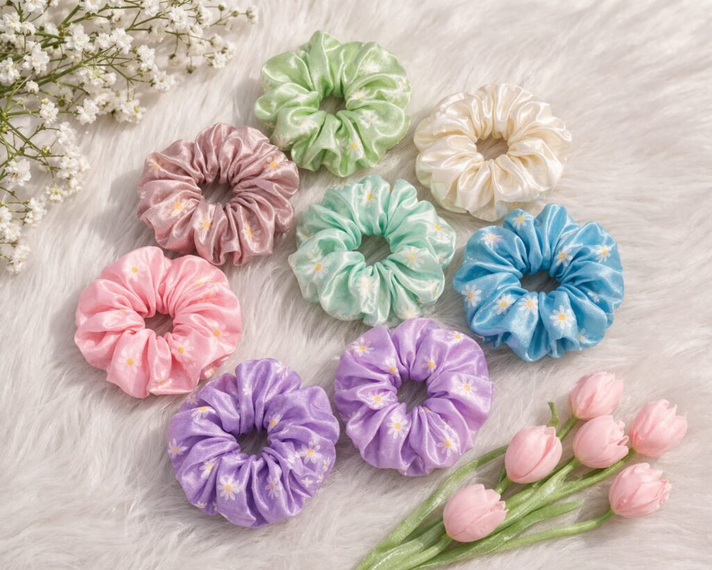 satin bliss scrunchies (set of 6)