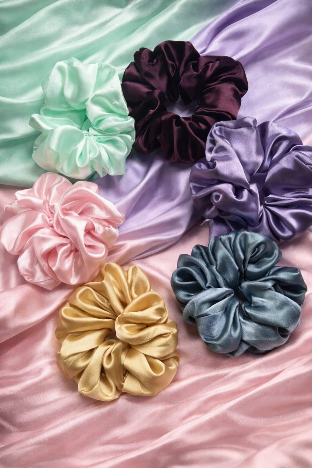satin bliss scrunchies (set of 12) satin bliss scrunchies (set of 12)