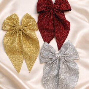 silver hair bow (set of 3)