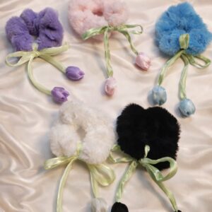 fluffy charm tulip scrunchies (set of 3)